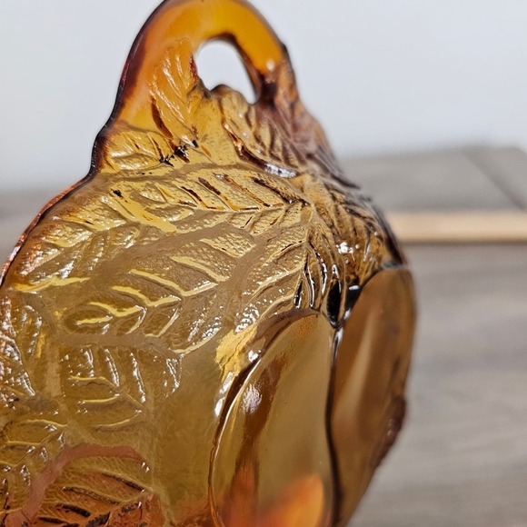 Vintage Indiana Glass Tiara Sweet Pear 2 Handled Bowl 7" Burnt Honey Amber Dish - Picture 4 of 7
